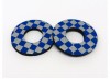 Flite Old School BMX Foam Grip Donuts Checker Blue & Silver